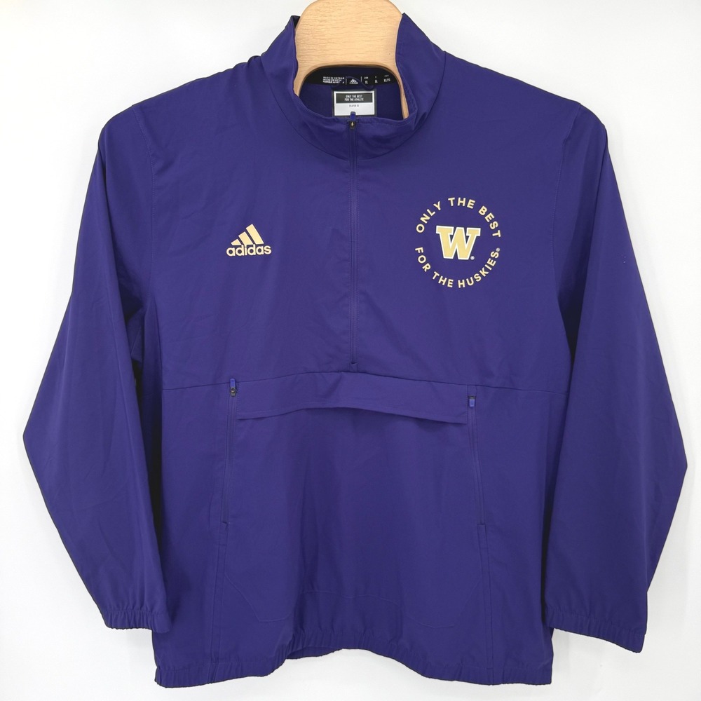 Washington Huskies‎ Adidas Windbreaker Men XL Purple Quarter Zip Jacket HN3209